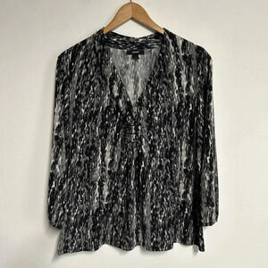 Alfani‎ Women’s XL Popover Top V Neck Stretch 3/4 Sleeve Business Casual Slinky